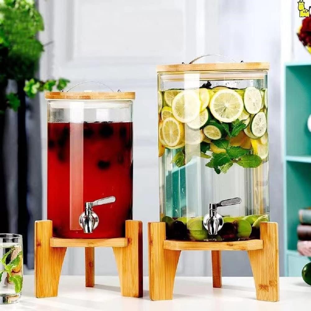 Drink Dispenser,Water Dispenser And Beverage Dispenser Stand. Fit Max 8.3 Inch Diameter - Natural Bamboo Wood