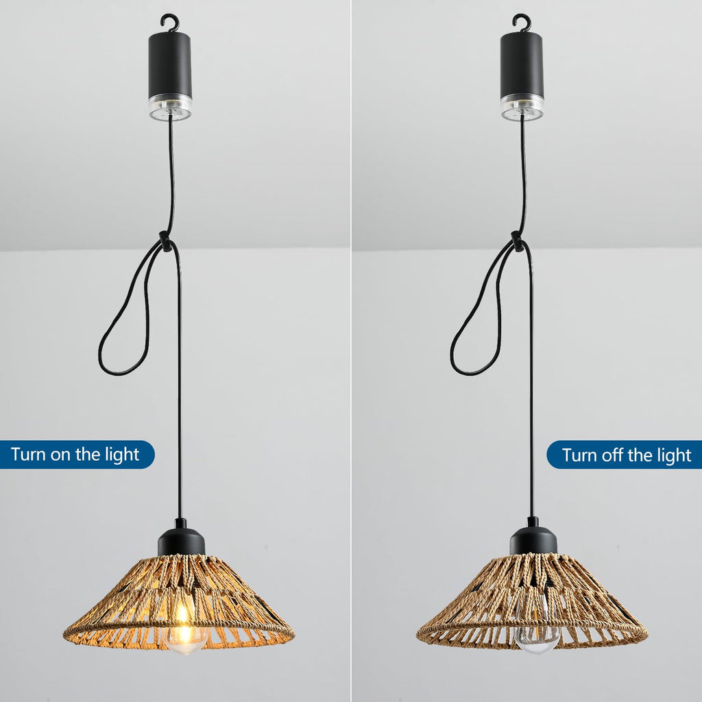 Battery Operated Hanging Outdoor Chandelier, Gazebo Lights Outdoor Pendant Light with Remote Control, 4*AA Battery