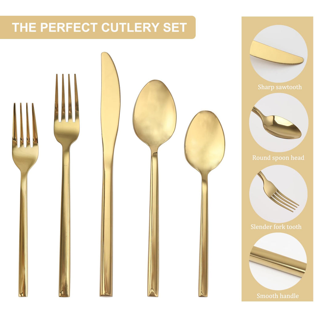 20 Piece Silverware Set for 4, Stainless Steel Flatware Set, Tableware Cutlery Set and Restaurant Include Forks Knives