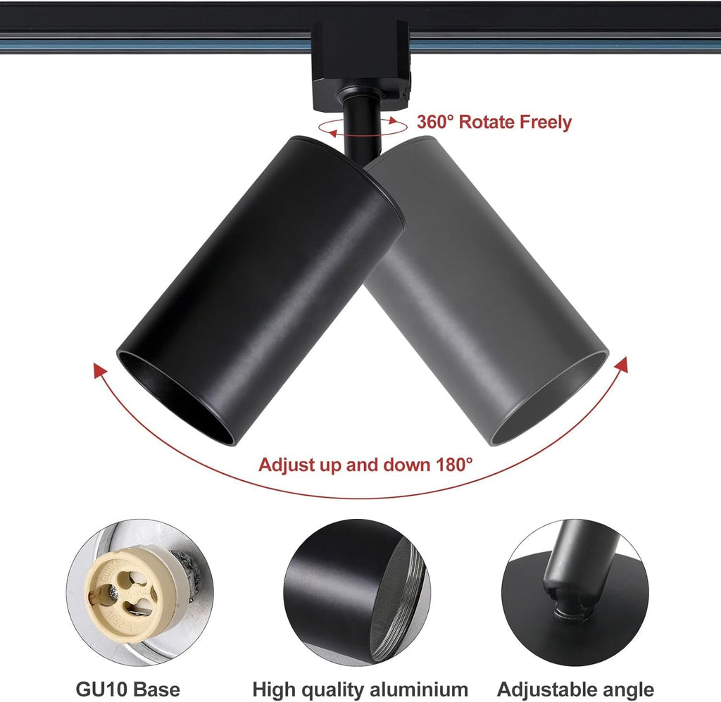 Plug in Track Lighting with Power Cord, 6-Light GU10 Track Lighting Kit with 6.6FT H Type Track Lighting Rails