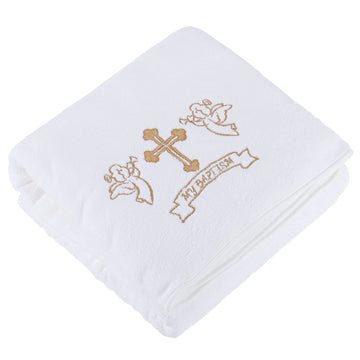 Baby Christening Blanket My Baptism Christening Dedication White Receiving Blanket with Embroidered Cross Premium