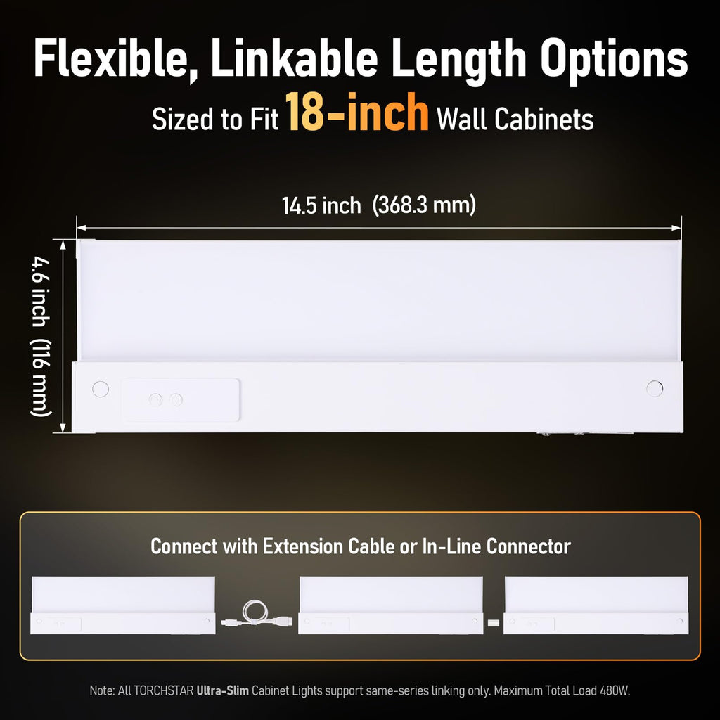 Ultra-Slim LED Under Cabinet Lighting Fits 18" Cabinets