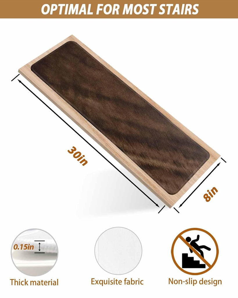 Rustic Wood Stair Treads for Wooden Steps Indoor, Non-Slip Stair Treads Carpet Peel & Stick Self-Adhesive Staircase