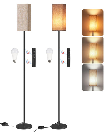 2Pack 64.2" Dimmable Floor Lamp with Remote & Foot Switch, Corner Floor Lamp, Includes A19 Bulb, Modern Standing
