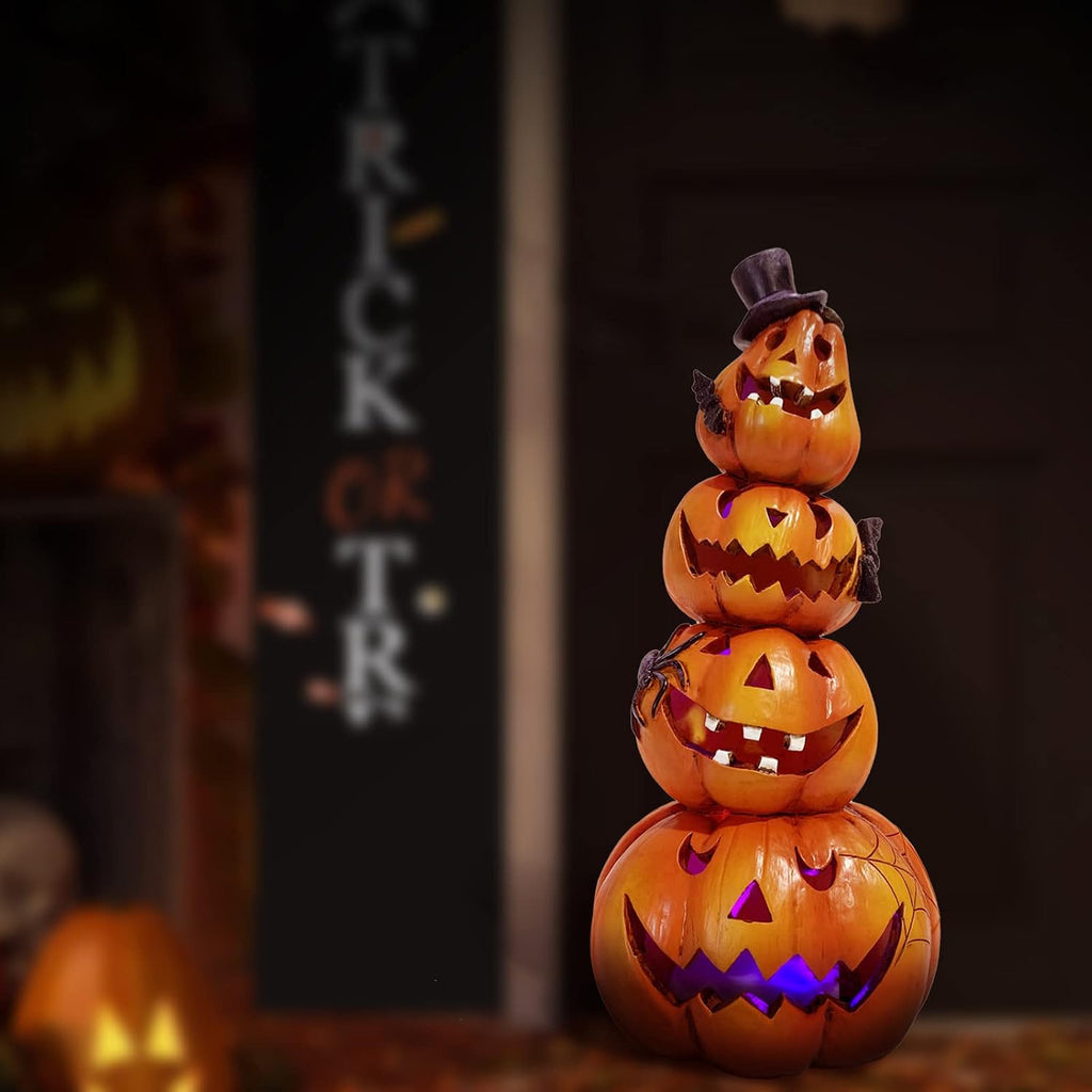 Halloween Pumpkin Decorations Indoor Orange Stacked Pumpkin Figurine