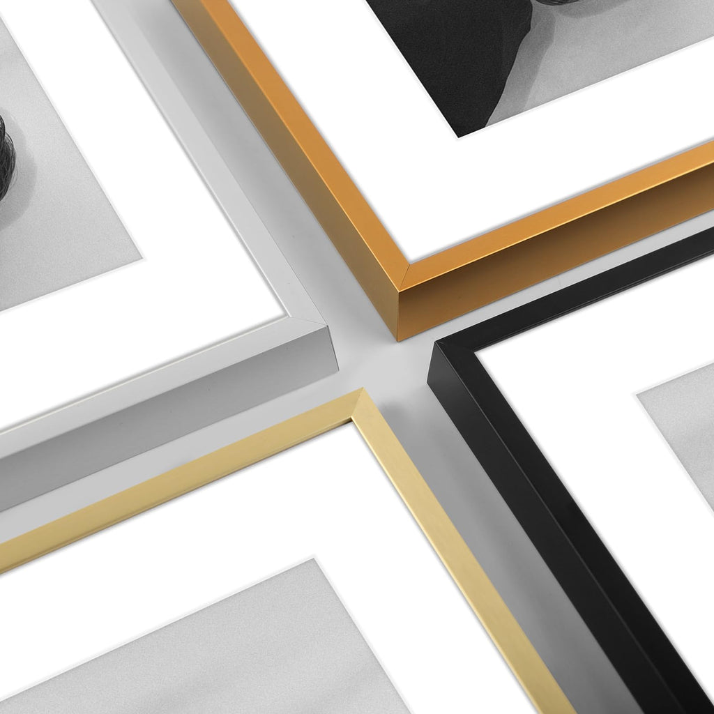 8x10 Bronze Aluminum Frame with White Mat, Real Glass
