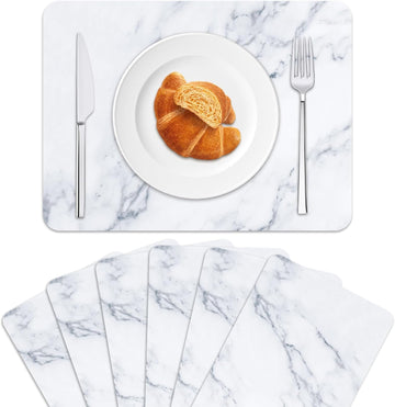 Marble Plastic Placemats Marbles Table Mats 17×13×0.04in - Set of 6