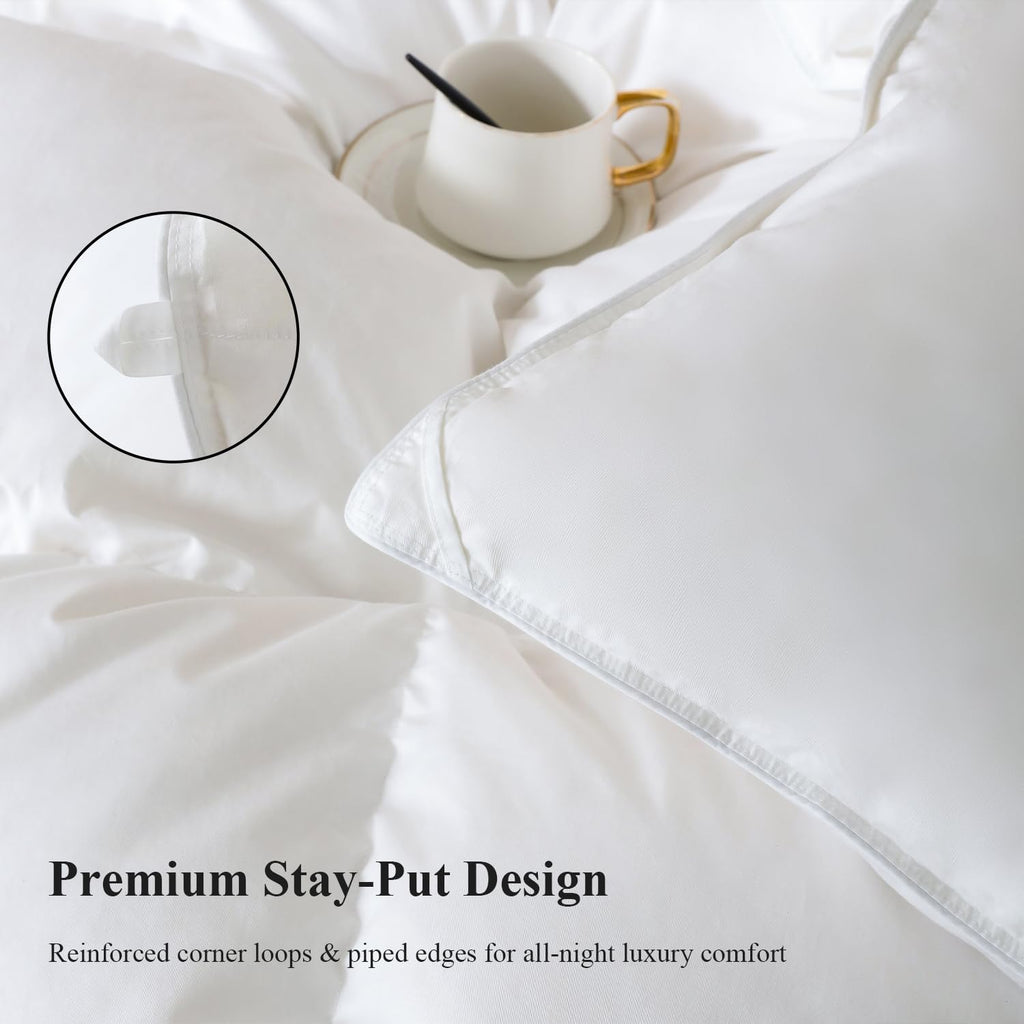 Winter Goose Down Comforter Queen Size, Luxury Duvet Insert, White