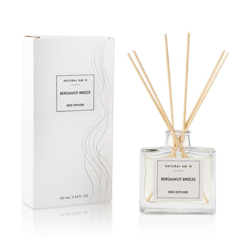 Amor Bergamot Reed Diffuser Set, 3.38 fl oz Scented Diffuser with Sticks Home Fragrance Reed Diffuser Shelf Bedroom