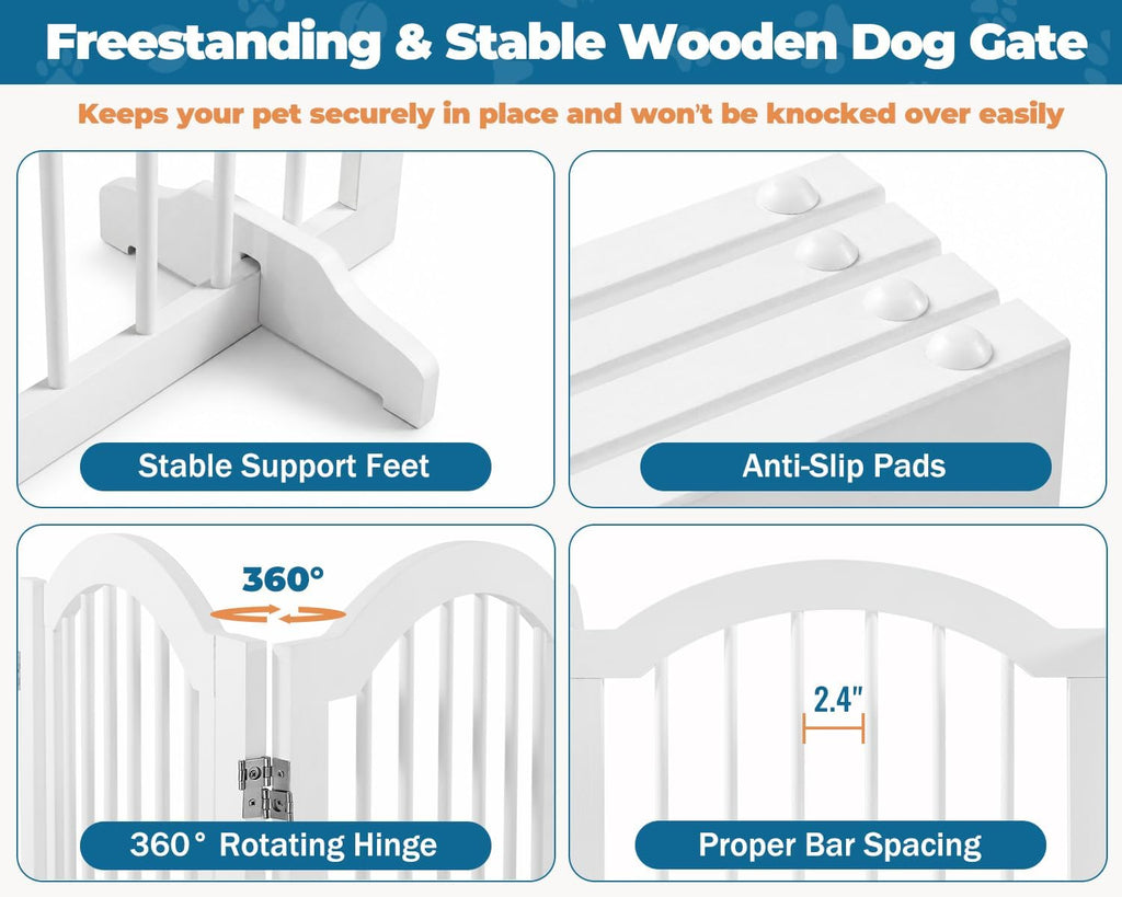 96" Wide 30" Tall Dog Gate 4-Panel Freestanding Pet Gates Indoor