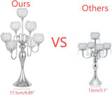 Silver Candelabra for Table Centerpiece with Crystal, 7 Arms 27.1 inch Tall Candle Holders with Globes, Dining Table