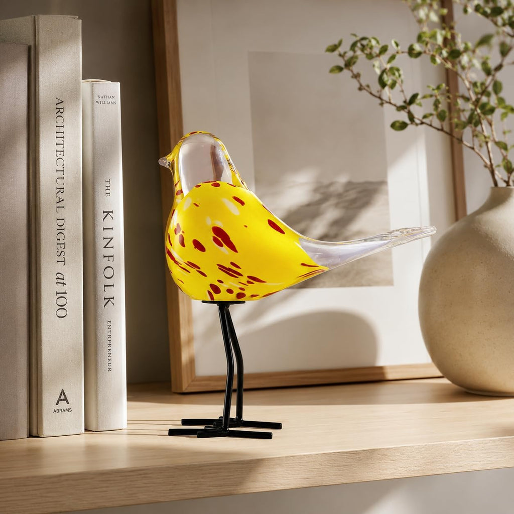 Glass Bird Figurine Ironleg Hand Blown Art Home Decor Gift