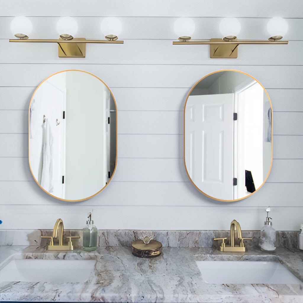 Oval Bathroom Mirror Capsule Wall Vanity Mirror, 2 Pieces 20"x30" Pill Mirrors Wall Mounted Mirror, Large Modern