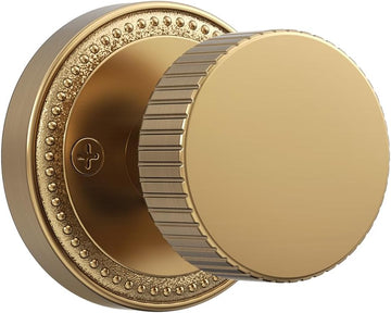 1 Pack Champagne Bronze Passage Door Knobs with Lock, Door Handles with Champagne Bronze Door Knobs Interior , Heavy