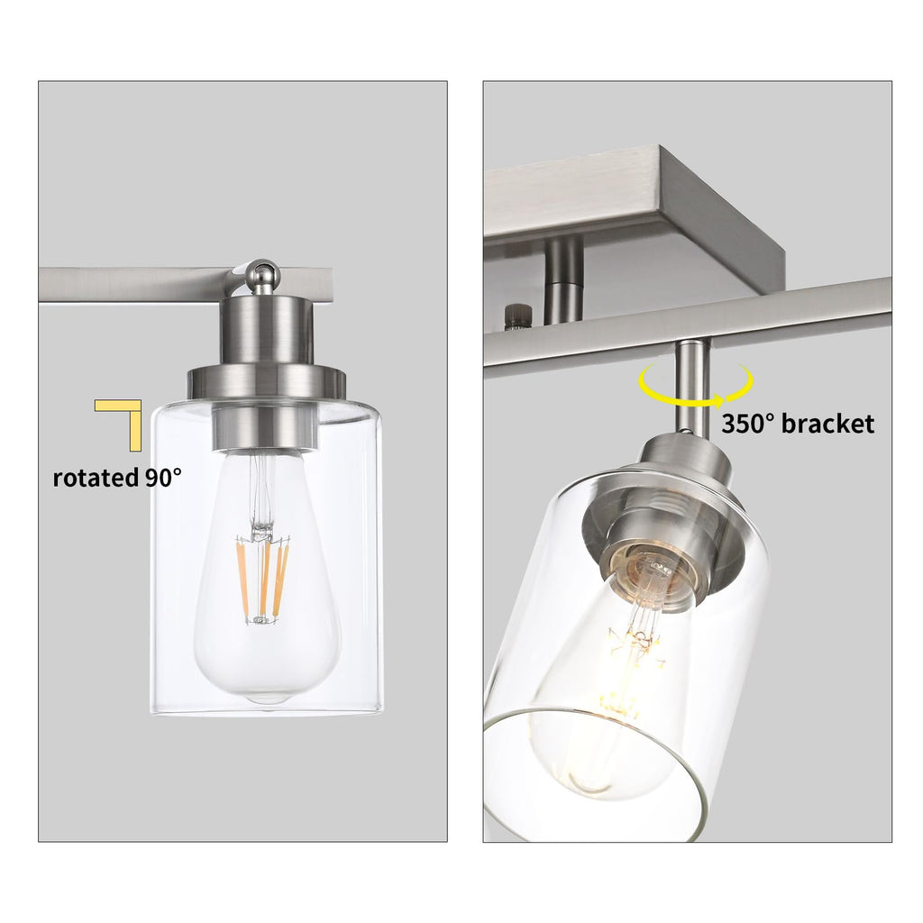 5 Light Multi-Directional Track Lighting Kit Brushed Nickel Kitchen Track Lighting Fixtures Ceiling Vanity Light