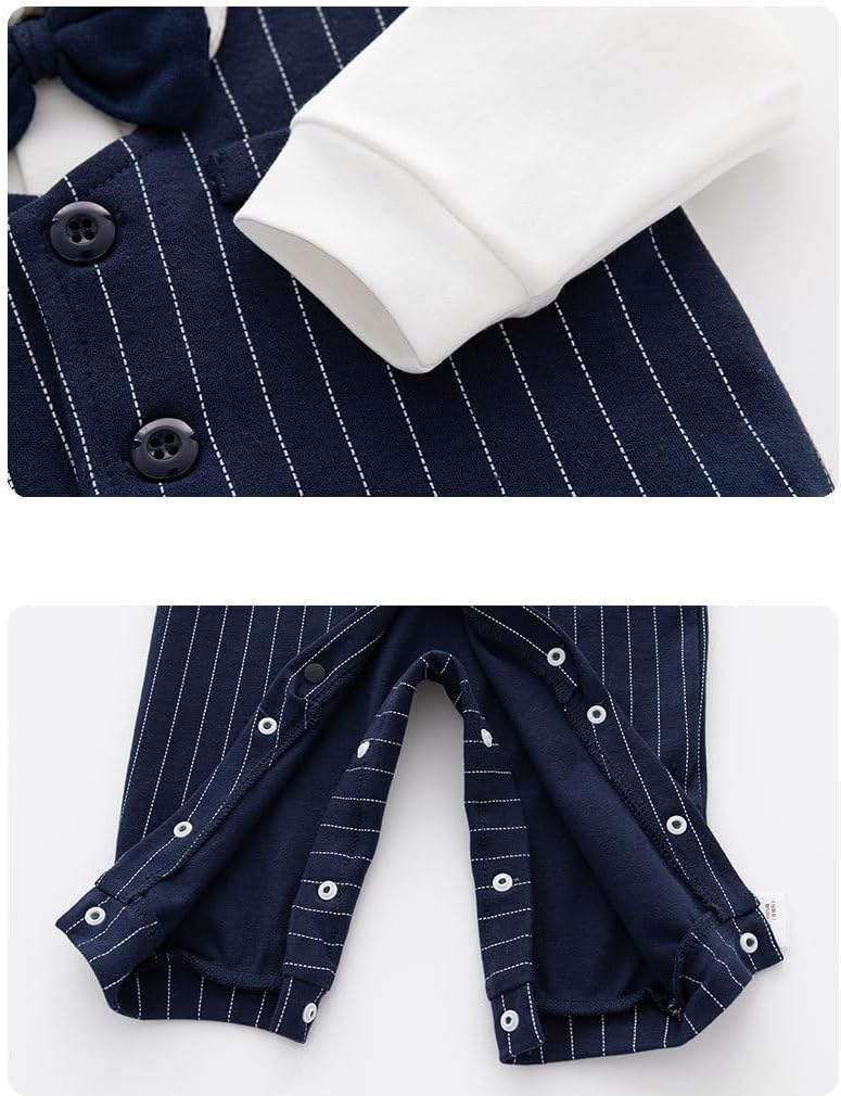 Baby Boy Gentleman Romper Tuxedo One-Piece Outfit