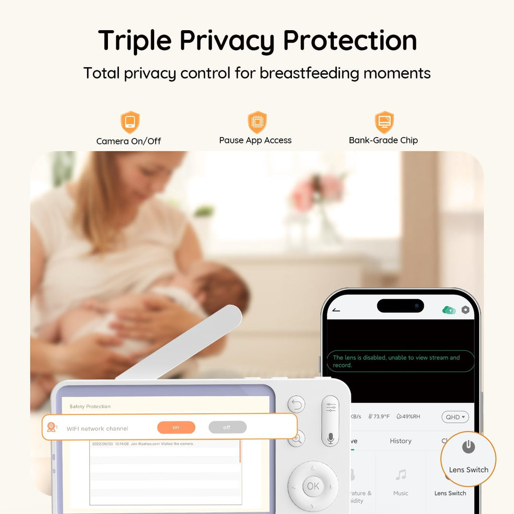 5" WiFi Baby Monitor with App, 2K Night Vision, Safe Encrypted, 2026