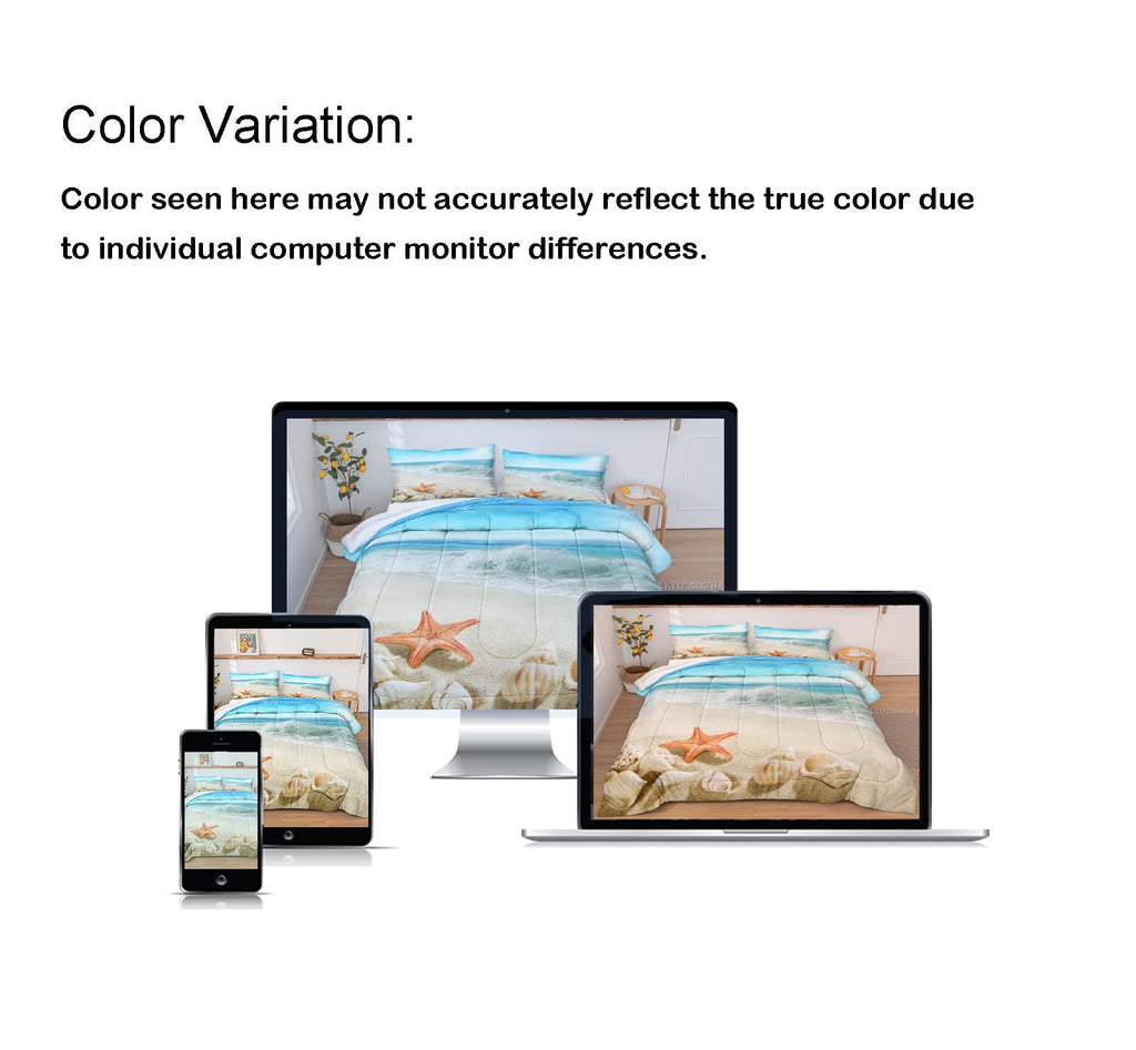 Beach Theme Comforter Seashell Comforter Set Beach Room Decor Starfish Seashore Ocean Quilt Set 3 Pcs Beachy