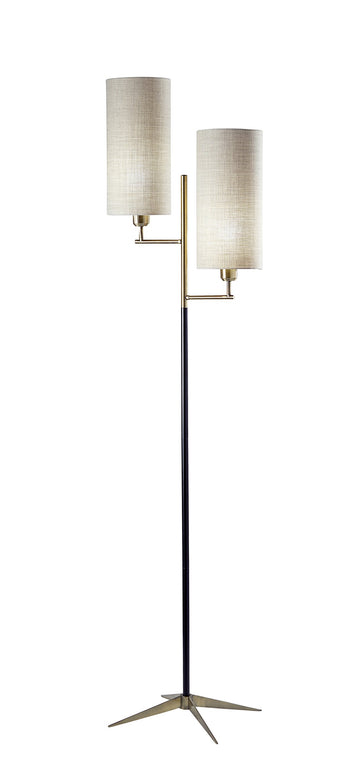 Davis, Floor Lamp, Matte Black/Antique Brass