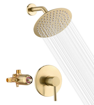 Shower Faucet Set Brushed Gold Single Handle, 8 Inches