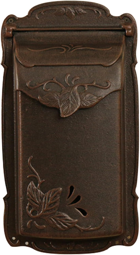 Floral Vertical Wall Mount Mailbox - Copper Cast Aluminum Mailbox for Wall Mount