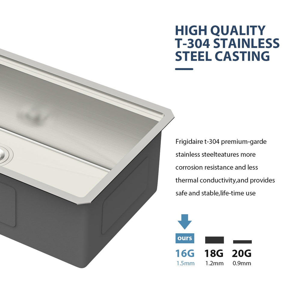 39 Inch Undermount Kitchen Sink Workstation Large Single Bowl Under Counter Kitchen Sink T304 16 Gauge Stainless