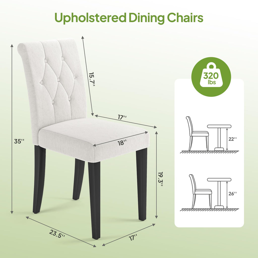 Upholstered Set of 4, Button Tufted Parsons Dining Chair with Solid Wood Legs, Modern Fabric Side Chair /Dining