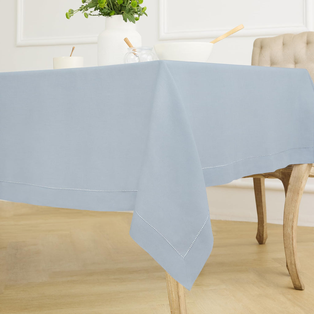 100% Pure Linen Rectangle Tablecloth, Dusty Blue 60 x 156 in