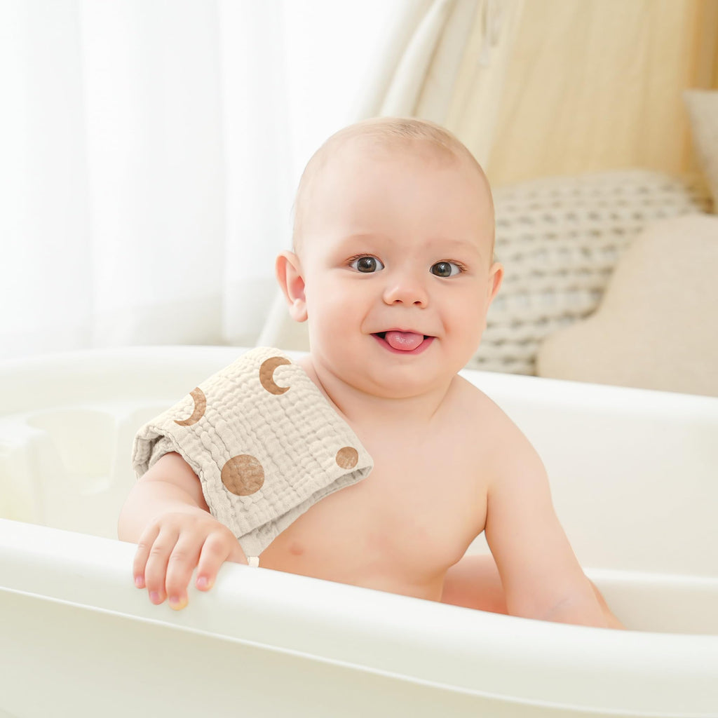 Muslin Burp Cloths 100% Cotton Cloths Baby Burp Cloths Muslin Washcloths Ultra-Absorbent Soft Baby Face Towel Burping