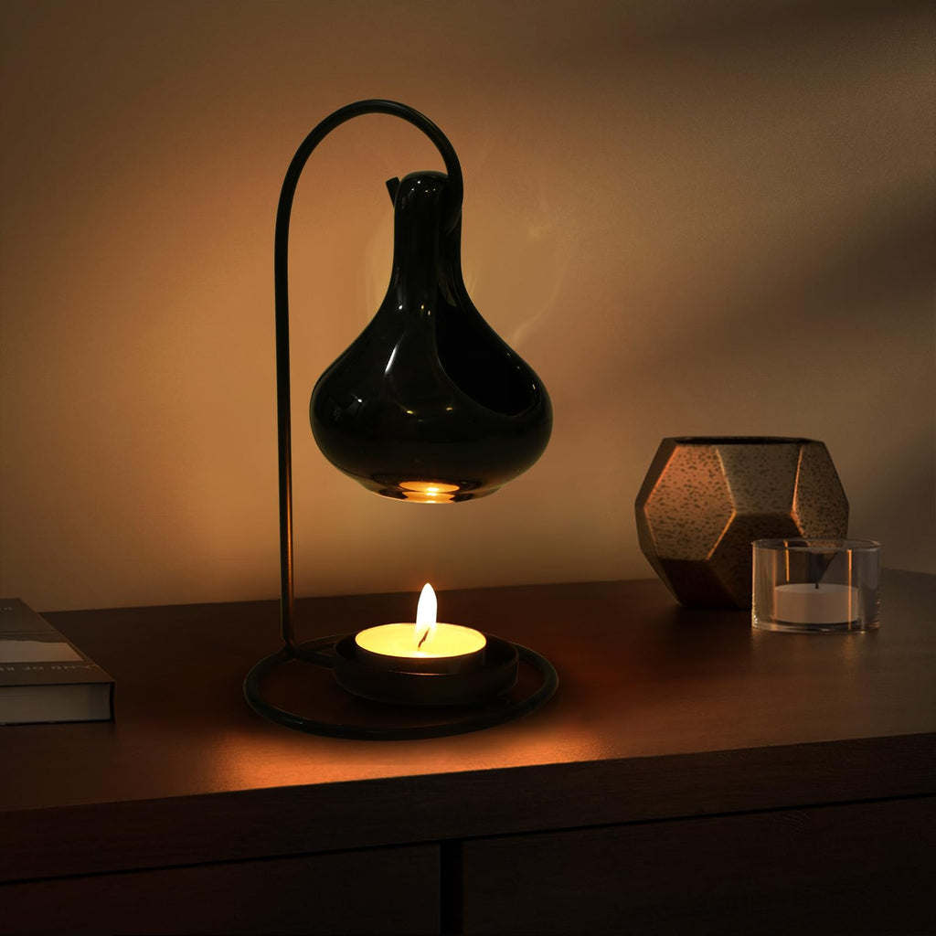 Hanging Cauldron Metal Wax Melt Essential Oil Burner Black, Essential Oils and Fragrance Scented Melter, Decorative