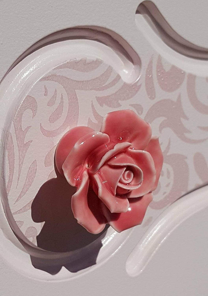 Knobs, 8Pcs Elegant Pink Rose Pulls Flower Ceramic Cabinet Knobs Cupboard Drawer Pull Handles + Scre.