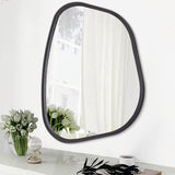 Black Asymmetrical Mirror Irregular Oval Wall Mirror Modern Wood Frame Unique Shape Wall Mounted Vanity Artistic