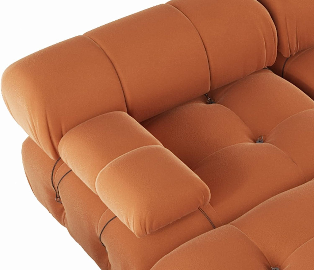 U-Shaped Modular Sectional Couch, 138" Minimalist Velvet Sofas, Convertible Couches, Mid-Century Modern Sectional