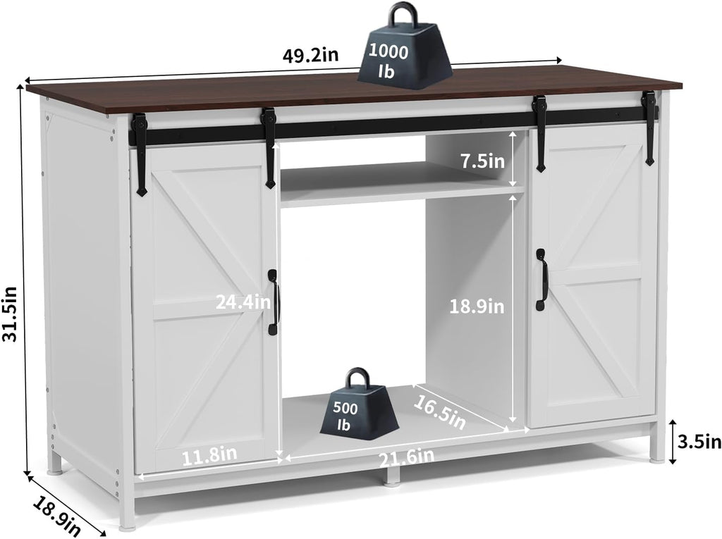 Farmhouse 55-75 Gallon Fish Tank Stand with Power Outlet, Grey