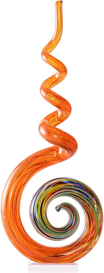 15" Tall Hand-Blown Murano-Style Glass Sculpture Statues Art Ornament Statue Figurines Home Decor Accent Piece