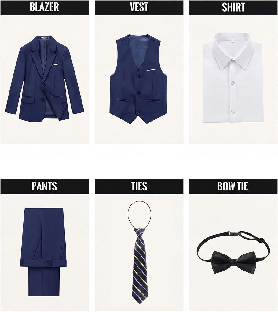 Boys' Formal Suit Set,Slim Fit Tuxedo Wedding Suit with Adjustable Waist