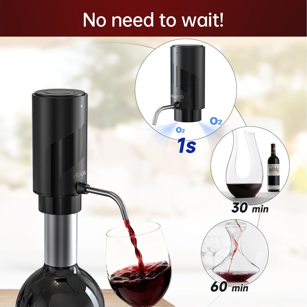 Electric Wine Aerator Pourer Rechargeable Automatic Decanter, with Corkscrew and Vacuum Stopper (Set)