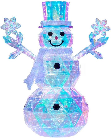 Prismatic 6 Foot LED Lighted Snowman Outdoor Christmas Decoration, Color Changing Crystal Effect, Holiday Winter Yard