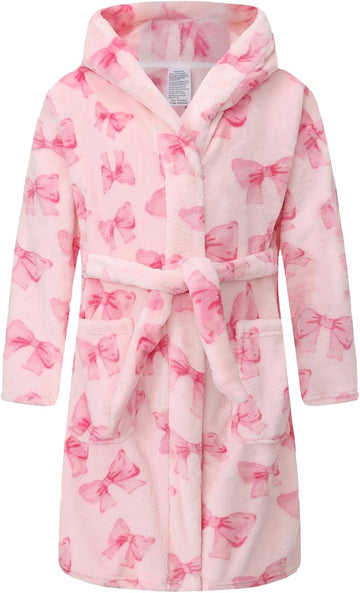Girls Fleece Hooded Robes Kids Warm Bath Robe for Girls Soft Fuzzy Bathrobe