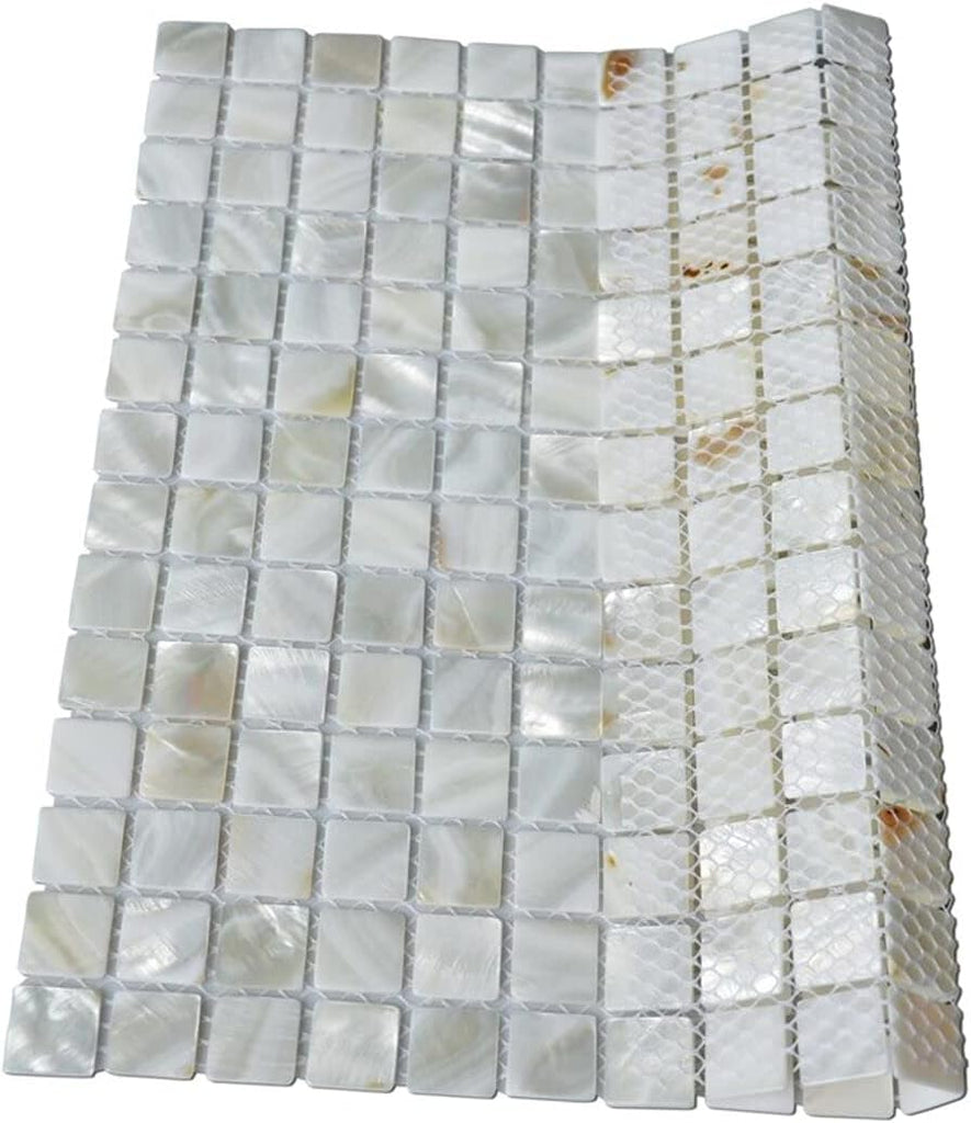 Square Seashell Mother of Pearl Mosaic Tile Kitchen Wall Spa Shower Backsplash Tile (Box of 5 Sheets)