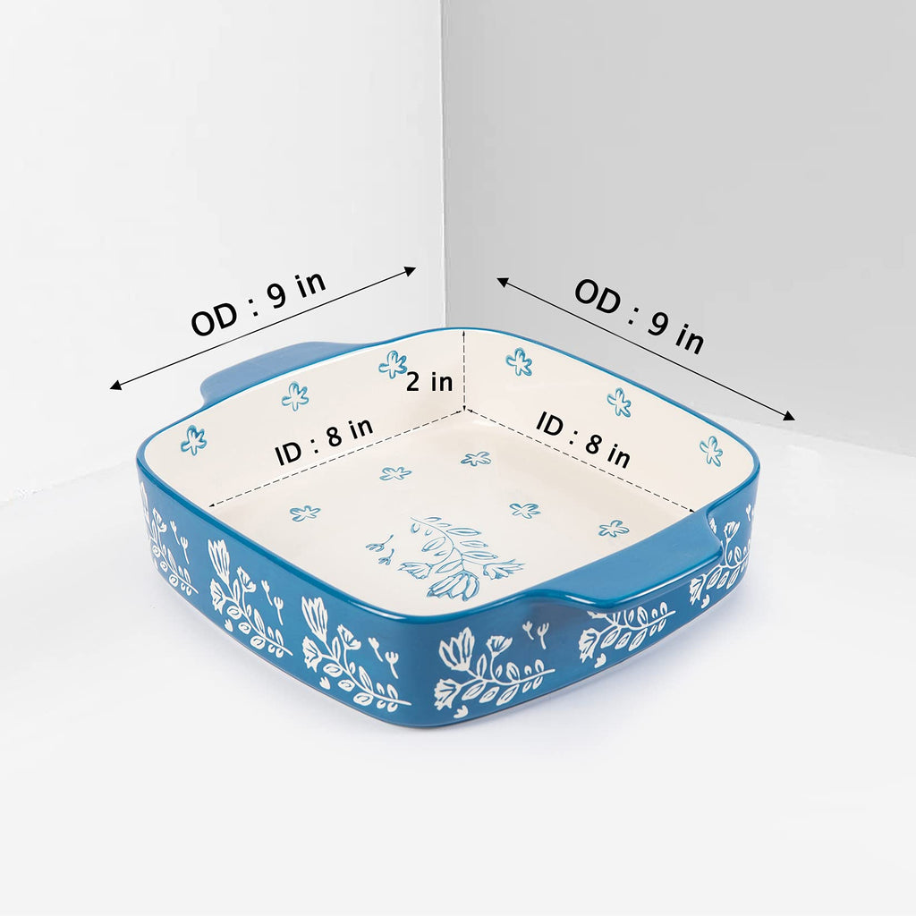 9x9 Baking Pan & Casserole Dish Set - 2-Piece Ceramic Square Bakeware