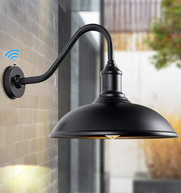 15" Large Barn Light- Dusk to Dawn Outdoor Gooseneck Industrial Light Waterproof Exteior Wall Mount is Ideal for