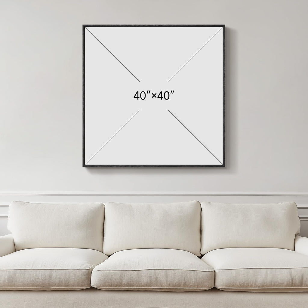 Extra Large Framed Black White Abstract Wall Art, 40x40 In