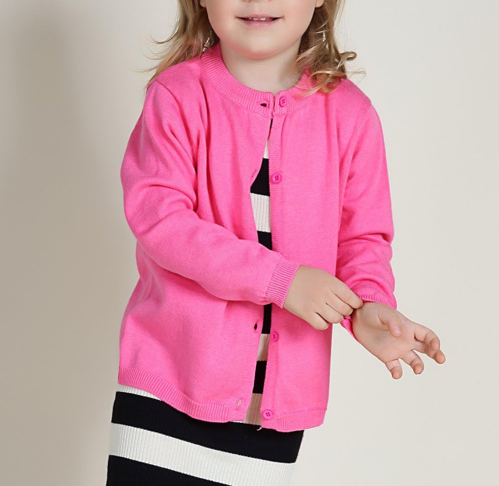 Crewneck Cardigan Long Sleeve Children Button Cotton Sweater Uniform Sweaters for Little Girls