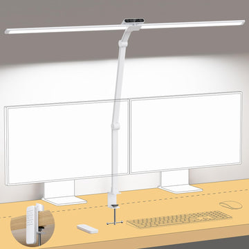 LED Desk Lamp with Clamp, 29.55'' Tall Desk Light with Remote, White