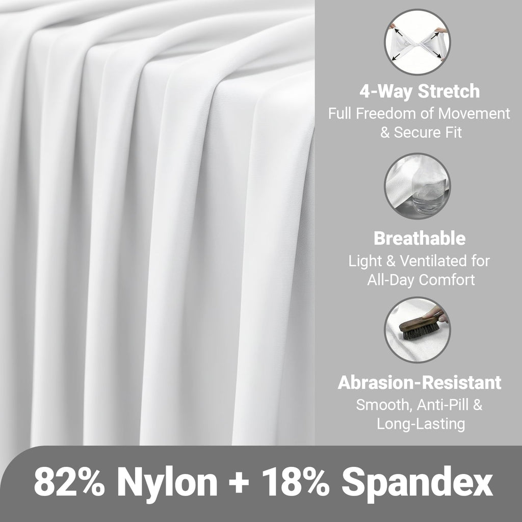 1 Yard White Nylon Spandex Fabric, 59 Inch Wide