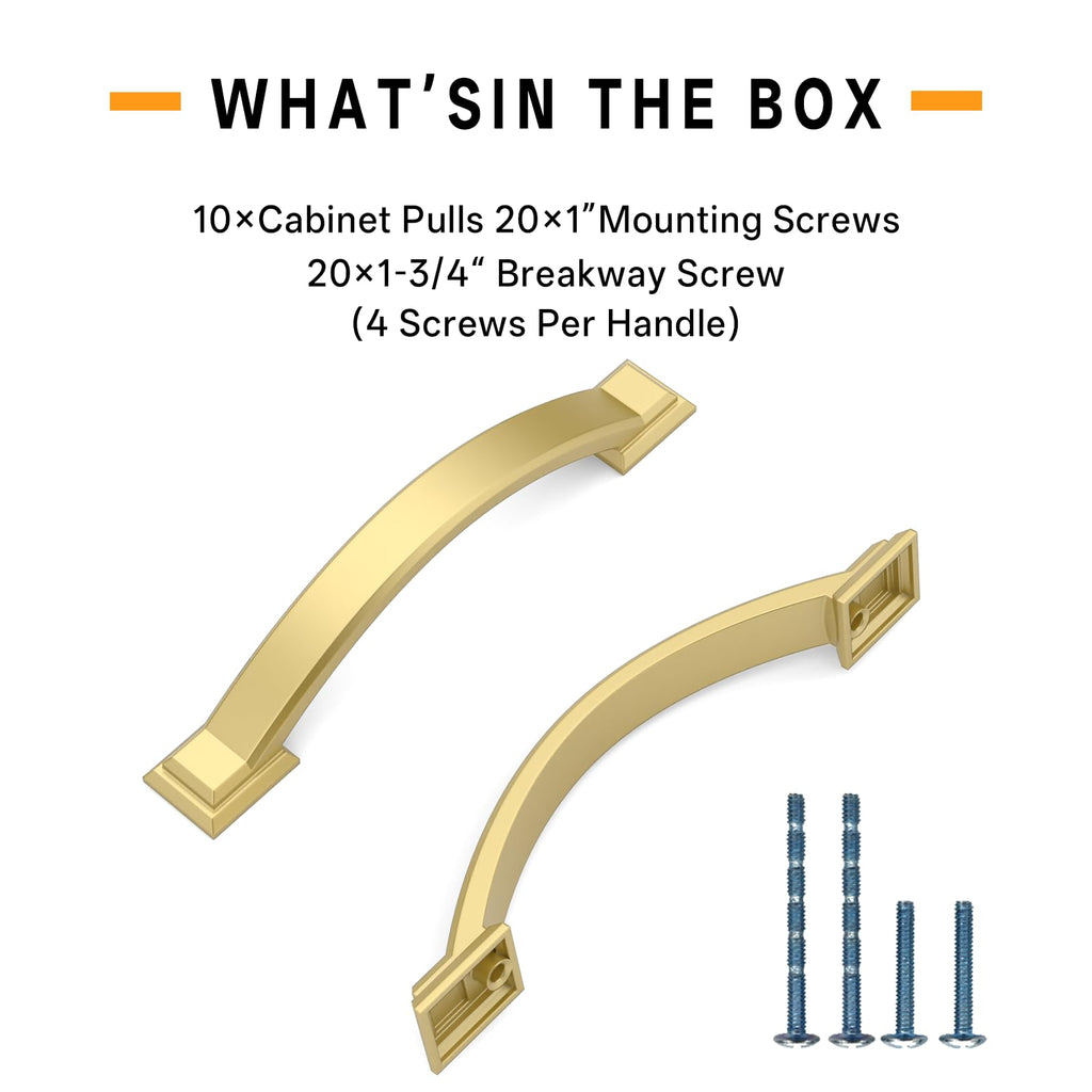10 Pack 3.75 Inch Cabinet Handles Gold Cabinet Pulls