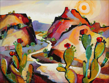 Southwest Accent & Decor Tile Cactus Canyon by Warren Cullar Art Kitchen Bathroom Shower Ceramic (8 in x 6 in Tile)