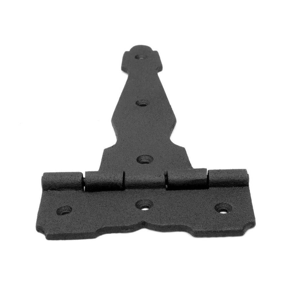 T Strap Gate Hinges with Hardware 6 1/2 in. Black Rust Resistant Cast Iron Flush Mount Heavy Duty Gate Hinges