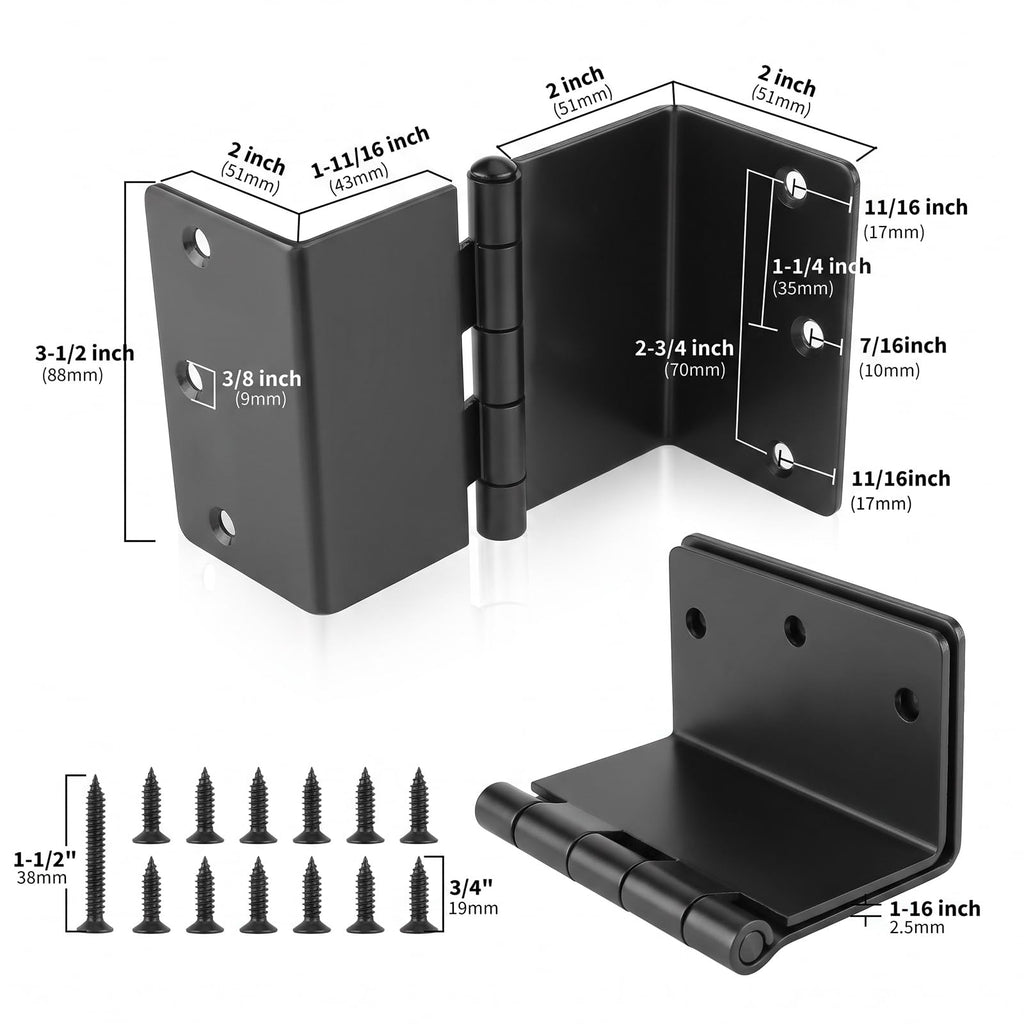 3 Pack Matte Black Offset Door Hinges 3.5" Inch 1/4" Inch Radius